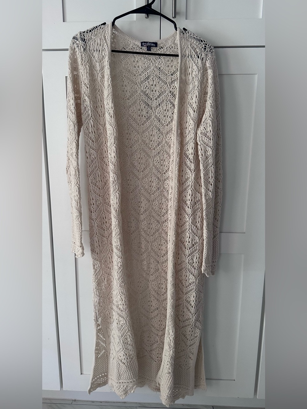 Freshman 1996 Cream Crochet Long Sleeve Maxi Cardigan